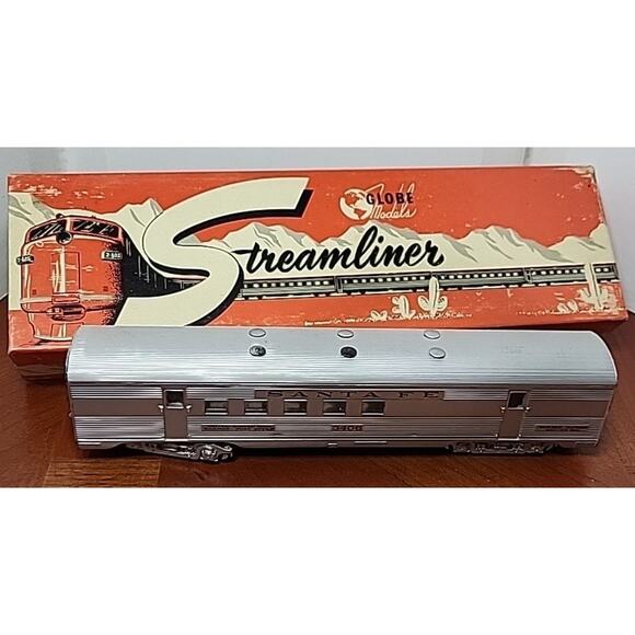 Vintage Globe Ho Santa Fe 3406 Streamliner REA US Mail Railway Post Office Car - Picture 10 of 11
